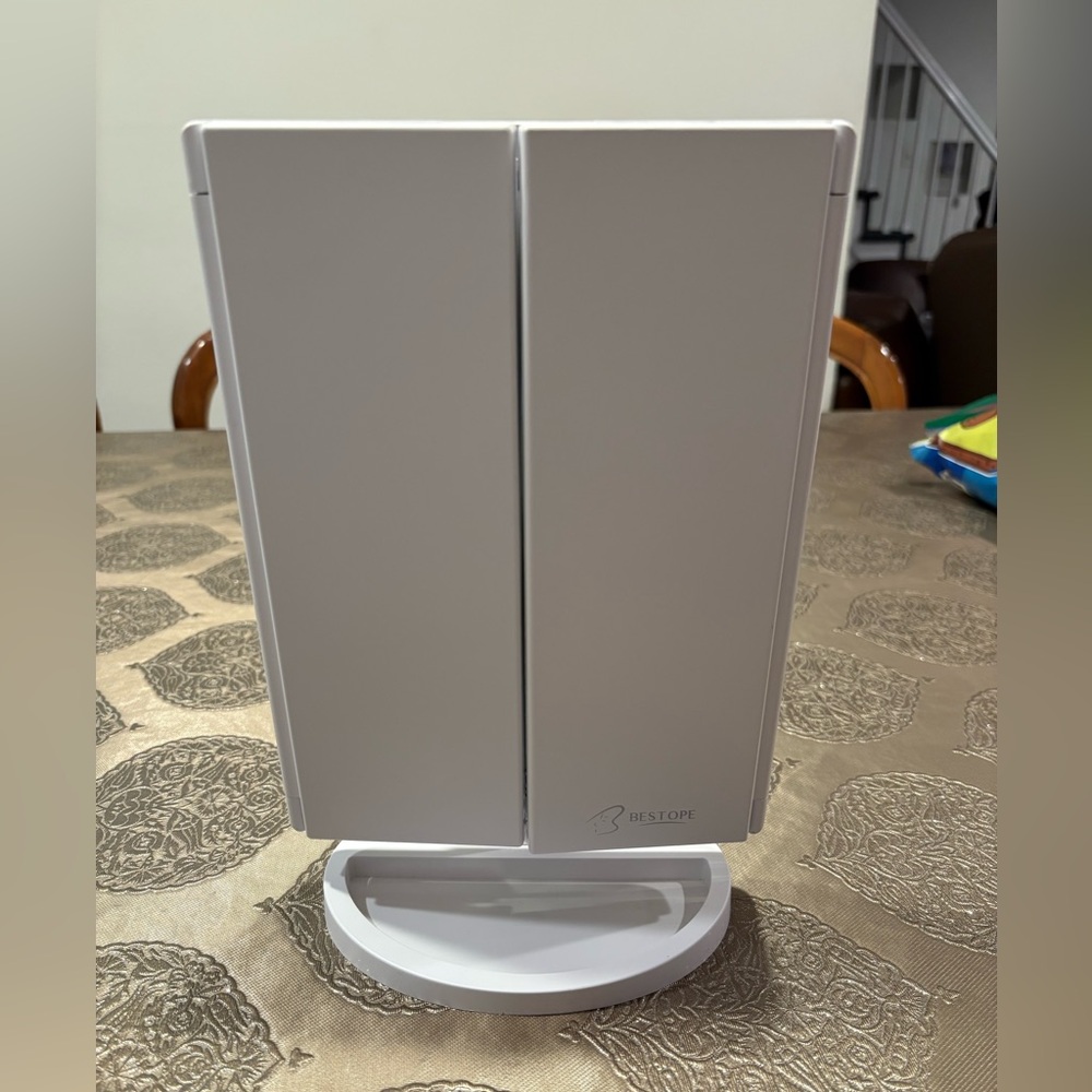 Bestope White Tri-Fold Vanity Mirror